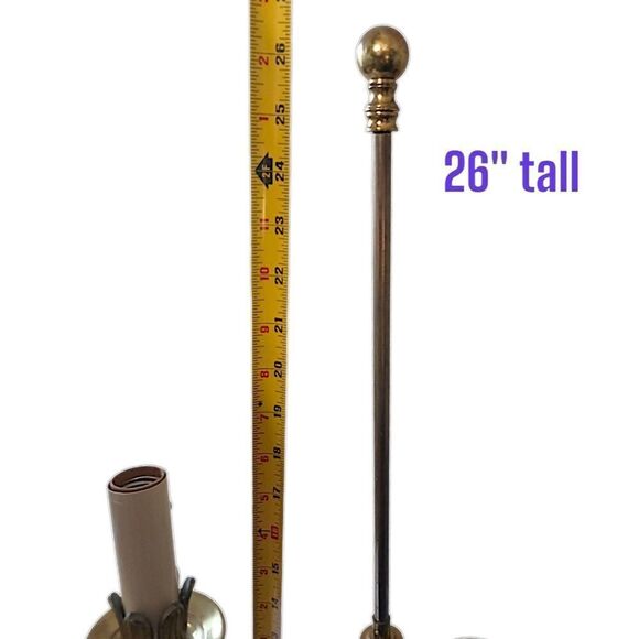 Brass Candlestick Bouillette Lamp Light SINGLE Arm Spiral Twist Base HEAVY Vtg. - Picture 3 of 16